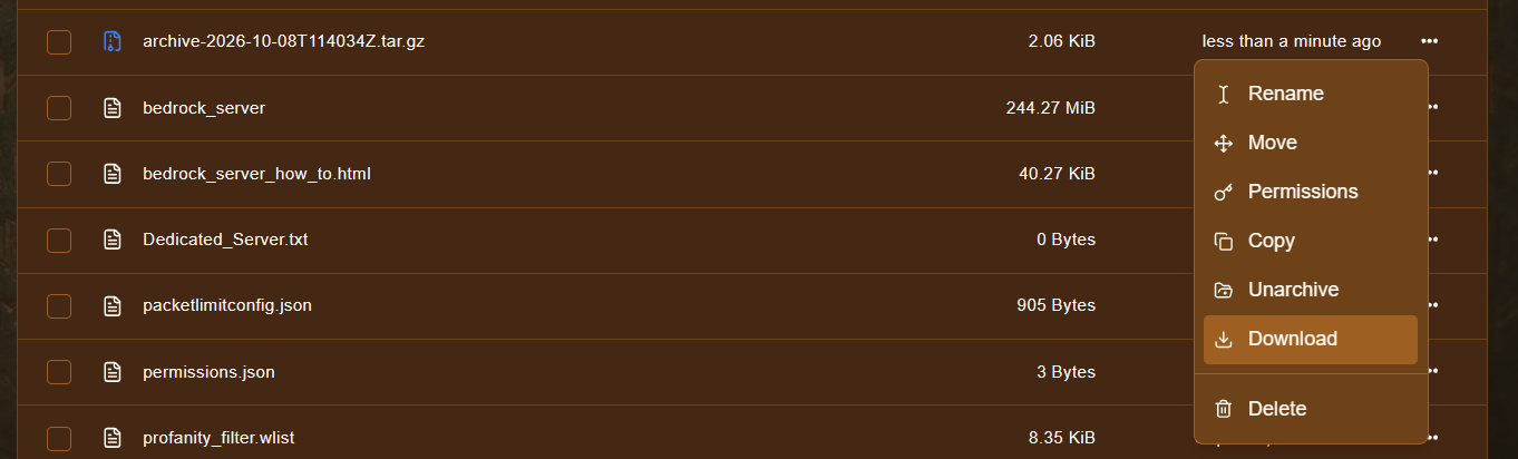 Downloading the archive file