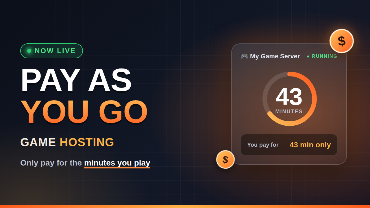 Pay as You Go Game Hosting Is Live