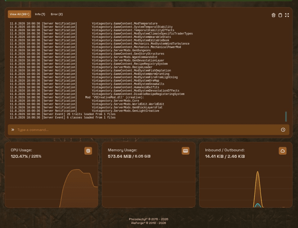 Console with modern CPU, memory, and network graphs