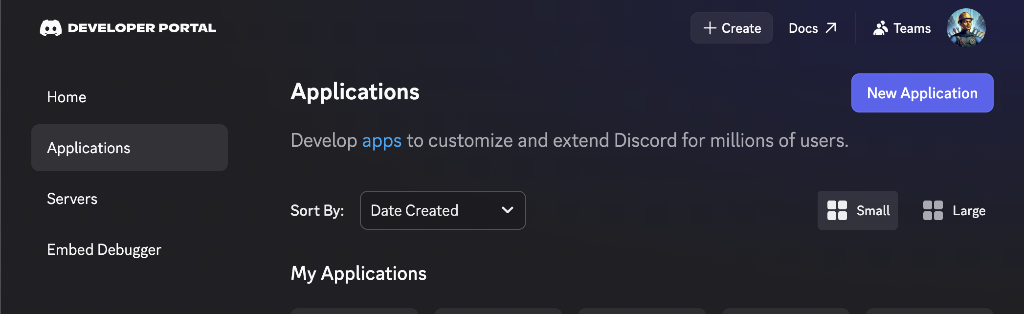 Click New Application