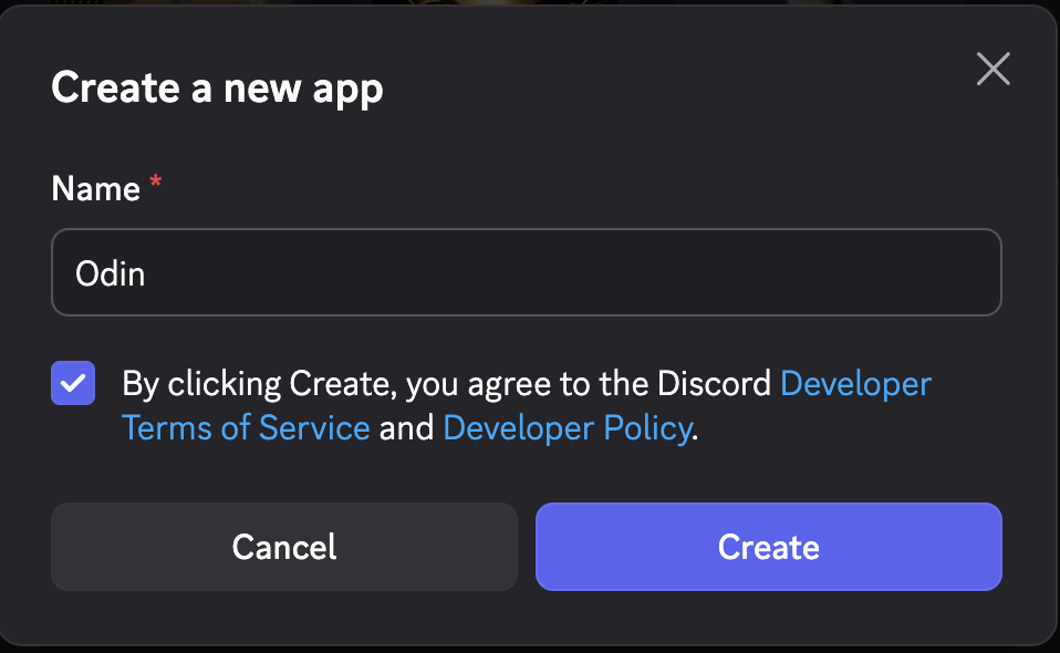 Enter a name and click Create