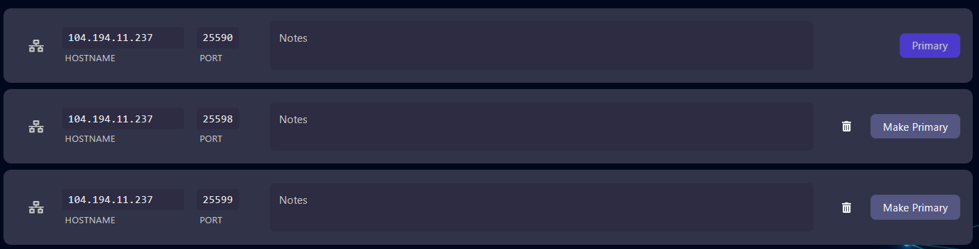 You can also find your IP and any additional ports you may have from the Network page
