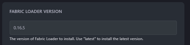 Enter the version of Fabric required under Fabric Loader Version