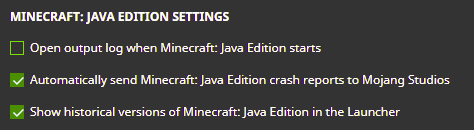 Check Show historical versions of Minecraft: Java Edition in the Launcher