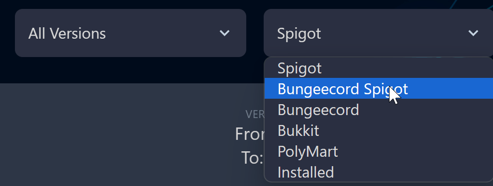 Filter out the version of Minecraft you want to install for