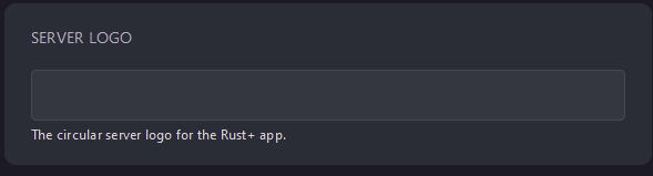 Server Logo lets you input a link to an image for the logo if you are using the Rust+ app