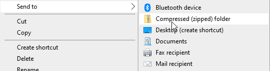Select all the files, right-click, and select Send to → Compressed (zipped) Folder