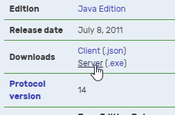 For Beta versions, select the Server (.exe) download