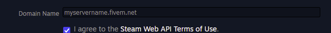 Enter a domain name for your server
