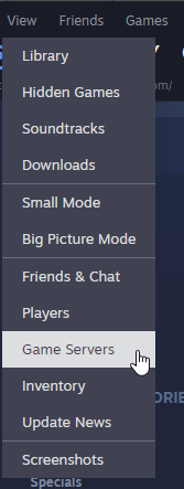 After you click on Game Servers, you will be brought to a new pop-up window. Select Favorites This is the Steam Server F