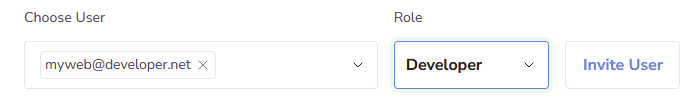 Enter in the users email address, select their access role, and then click Invite User