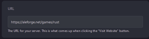 URL allows you to configure what link the Visit Website button redirects you to.