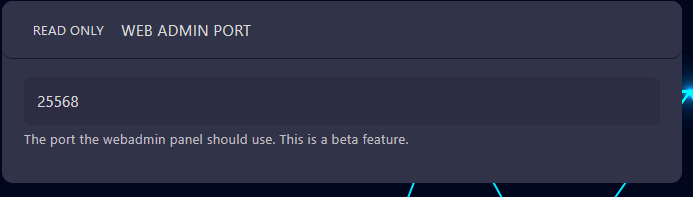 Take note of the Web Admin Port variable and the Admin Password variable here as you will need these to connect