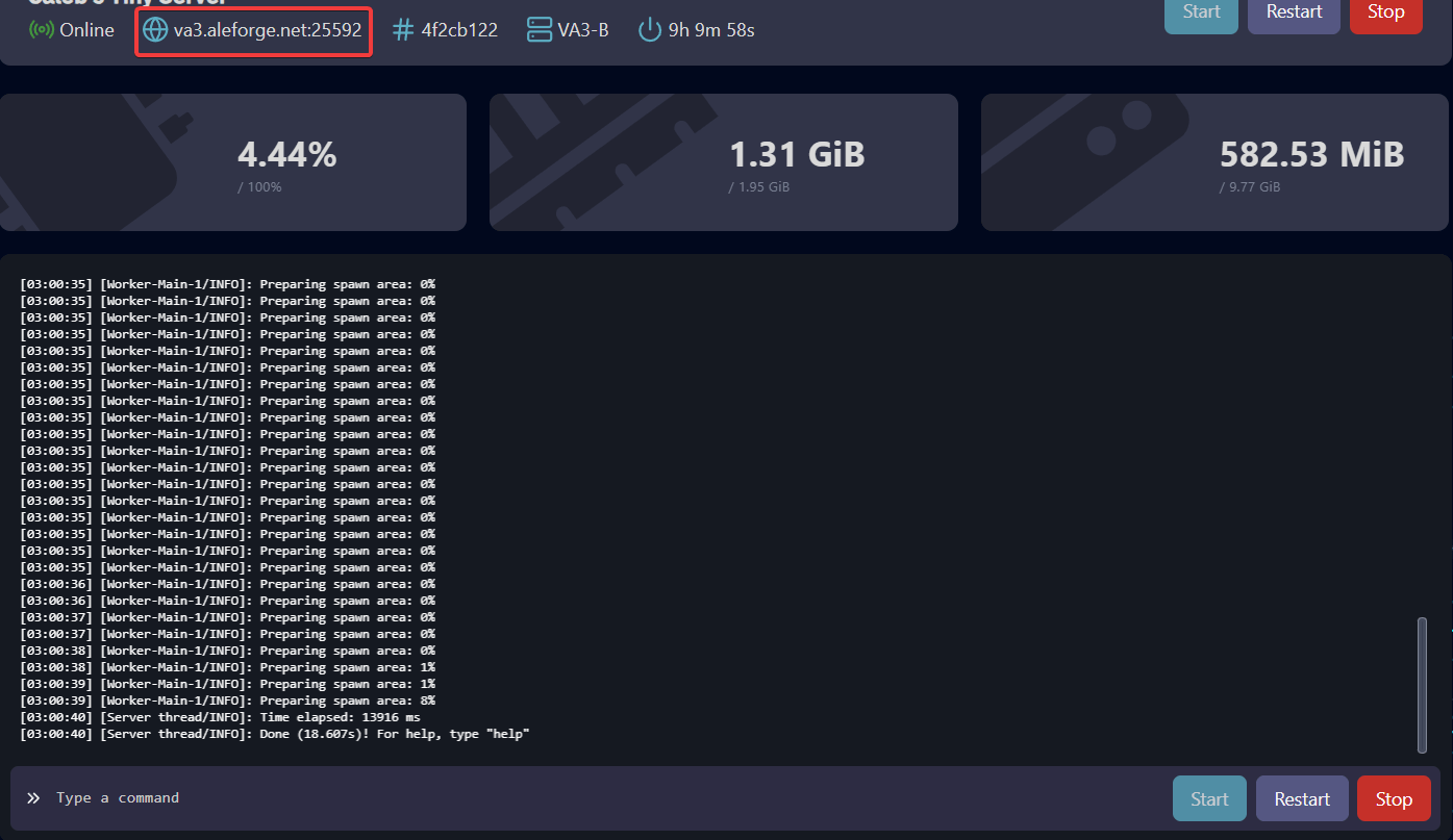 You can find your Minecraft server IP by going to the AleForge Panel. Listed on the Console page you can find the IP for