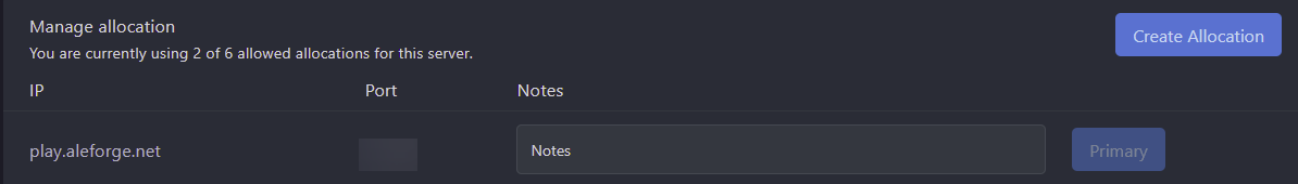 Click Create Allocation