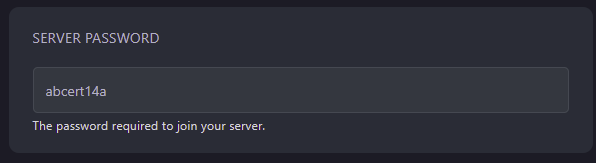 Change Password to your desired value