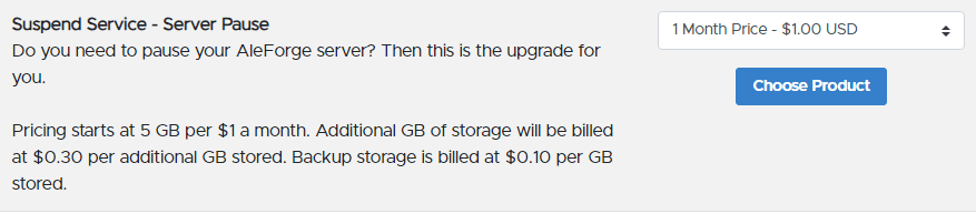 Choose the Server Pause product