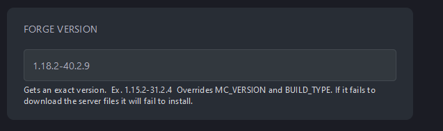 Under Forge Version , enter the version of Minecraft followed by the version of Forge listed on your client