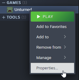 You can find your Unturned World by right-clicking on it in Steam and clicking Properties .