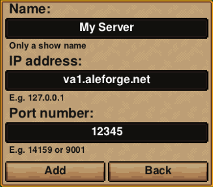 Enter your information. For the port you will use the numbers after the colon