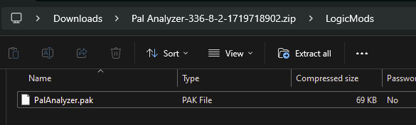 If your mod comes downloaded as a folder and a .pak file, you can simply upload the .pak file to Pal/Content/Paks/LogicM