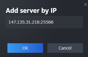 Enter the server IP Address/Hostname and the port