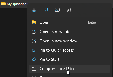 Right click on your world name and select Compress to ZIP File