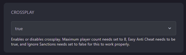 Set Crossplay to true