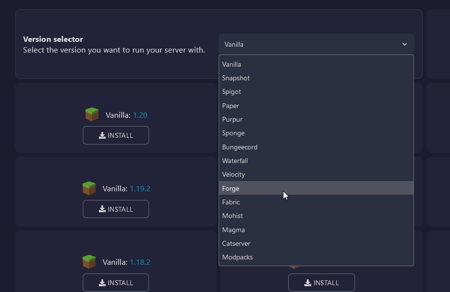 Now go to Version . From the drop down, select which mod loader your modpack is using. If you do not see Version , go to