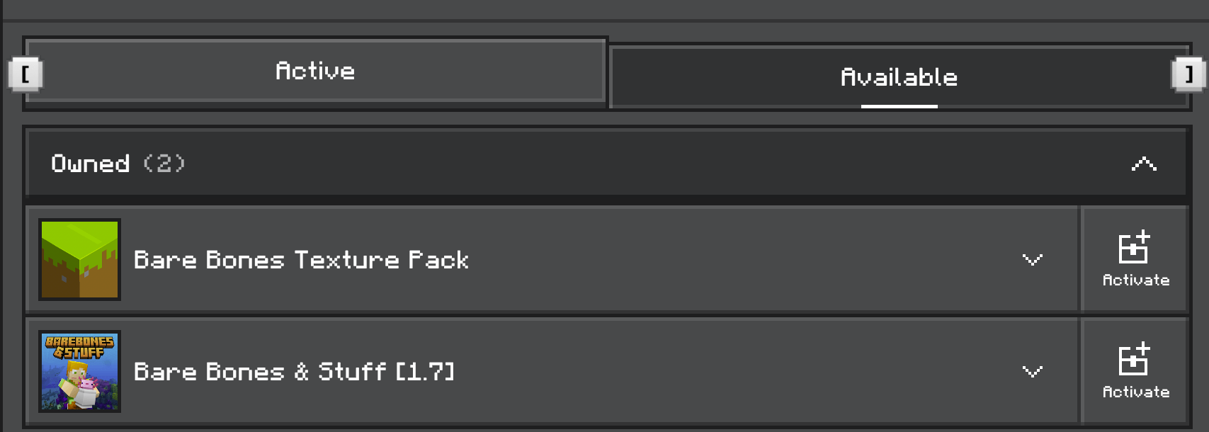 Click Available . Here you’ll see all of the currently installed Resource Packs you can add to your world