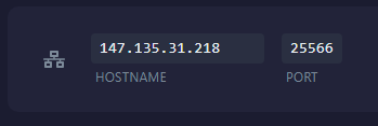Copy the IP and Portfrom the Network tab of the Panel