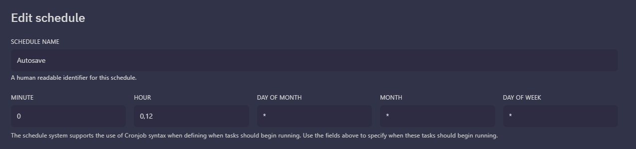 We recommend the following command setup in our panels scheduler.