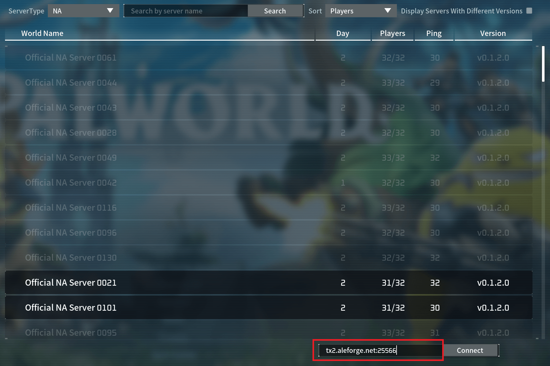 On the bottom of the Dedicated Server screen, paste in your hostname/IP and port