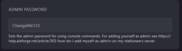 Set the Admin Password variable. Take note of this as you will need it later.