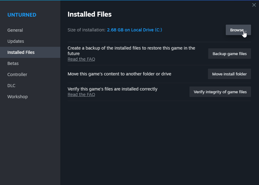 Now click Installed Files