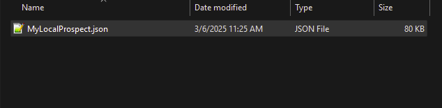 In this file you’ll find all of the Prospects you’ve created.