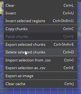 Once selected, go to Selected → Delete Selected Chunks