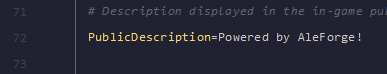 Use CTRL+F to locate PublicDescription on line 72 and change it to your desired value