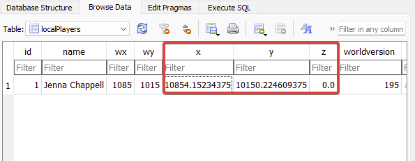 Copy the X,Y,Z values into your preferred note taking software