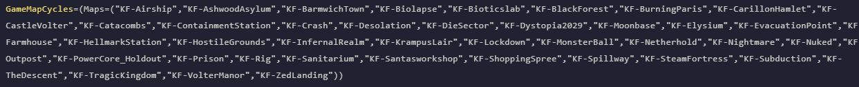 Add your maps to GameMapCycles=