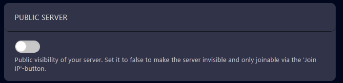 Toggle the Public Server variable