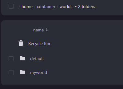 Inside worlds, create a folder with the Create Directory button and name it, e.g. myworld.