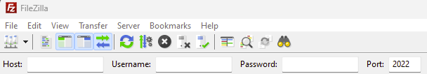 At the top of the Window, you’ll find fields named Host , Username , Password , and Port