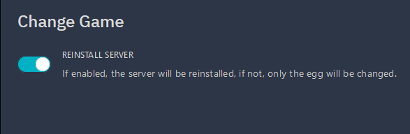 Toggle Reinstall Server