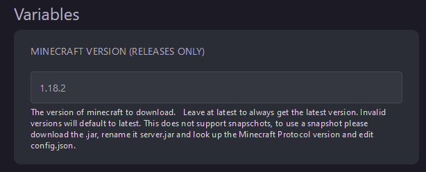 Under Minecraft Version, set the appropriate version of Minecraft for your pack