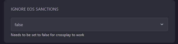 Set Ignore EOS Sanctions to false