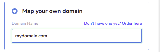 Select Map your own domain and enter the name of the domain you’d like to use