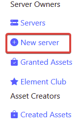 Under Server Owners select New Server