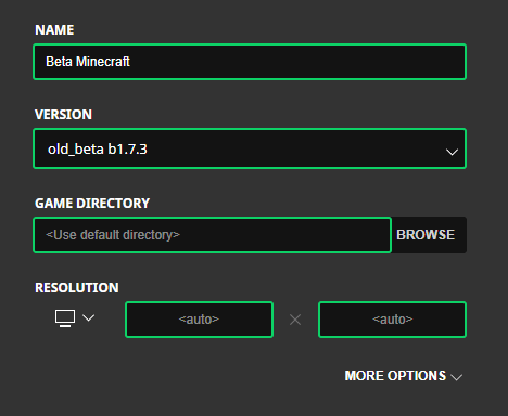 Click New Installation and select the version of Minecraft you wish to install