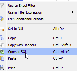 Right-click on the field in the data column for your player and press Copy as SQL . Paste this into your note.